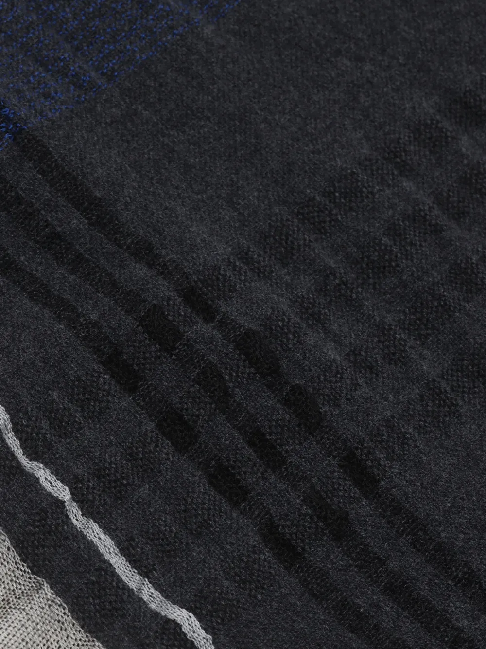 Y's Checked Frayed-edge Scarf In Gray