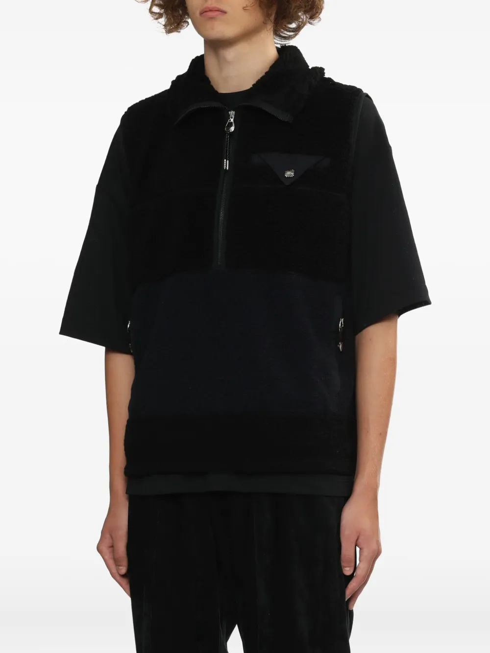 Toga Half-zip Fleece Vest In Black