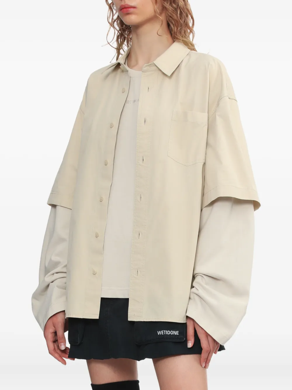 We11 Done Double-layered Cotton Shirt In Neutral