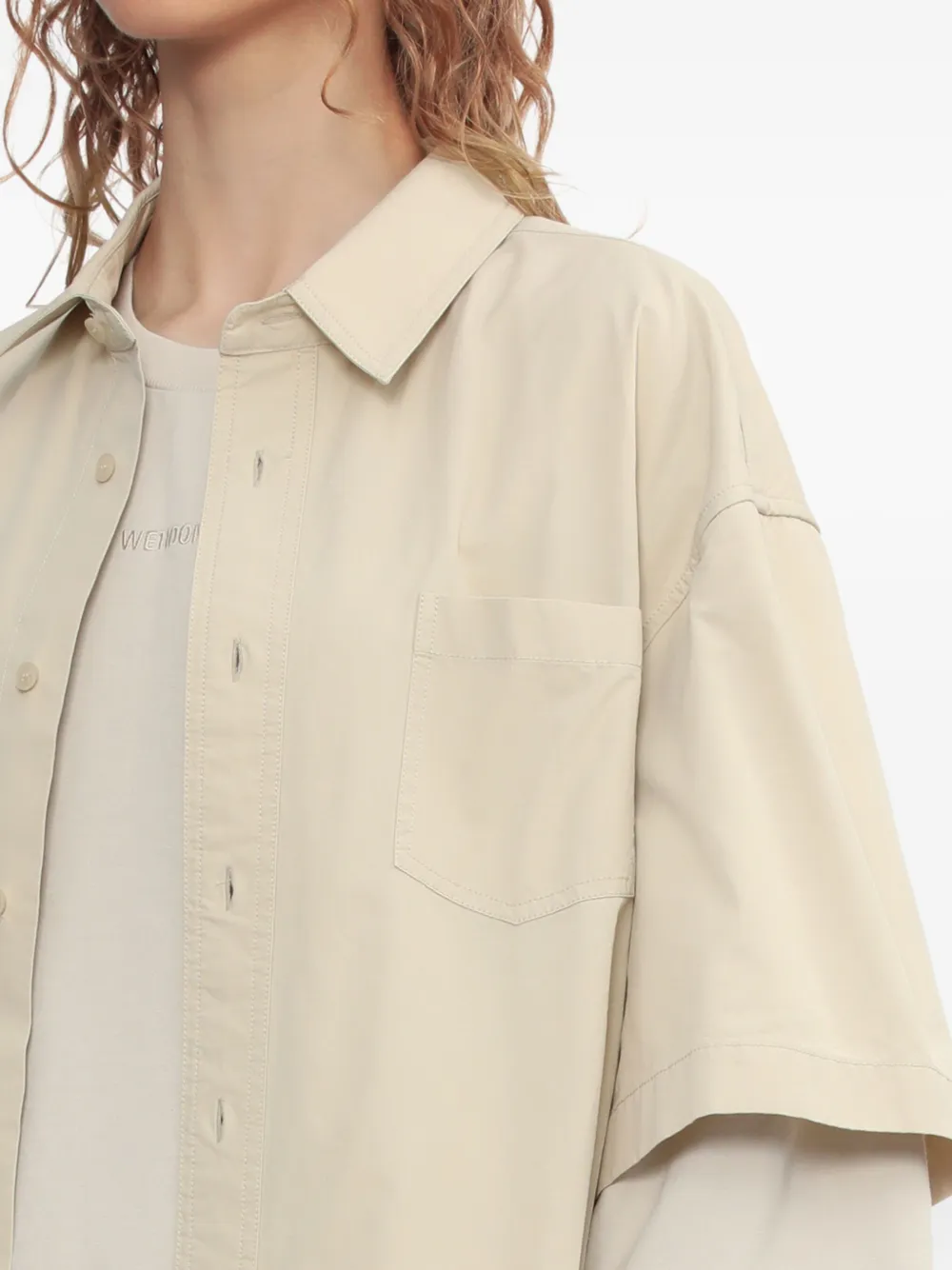 We11 Done Double-layered Cotton Shirt In Neutral