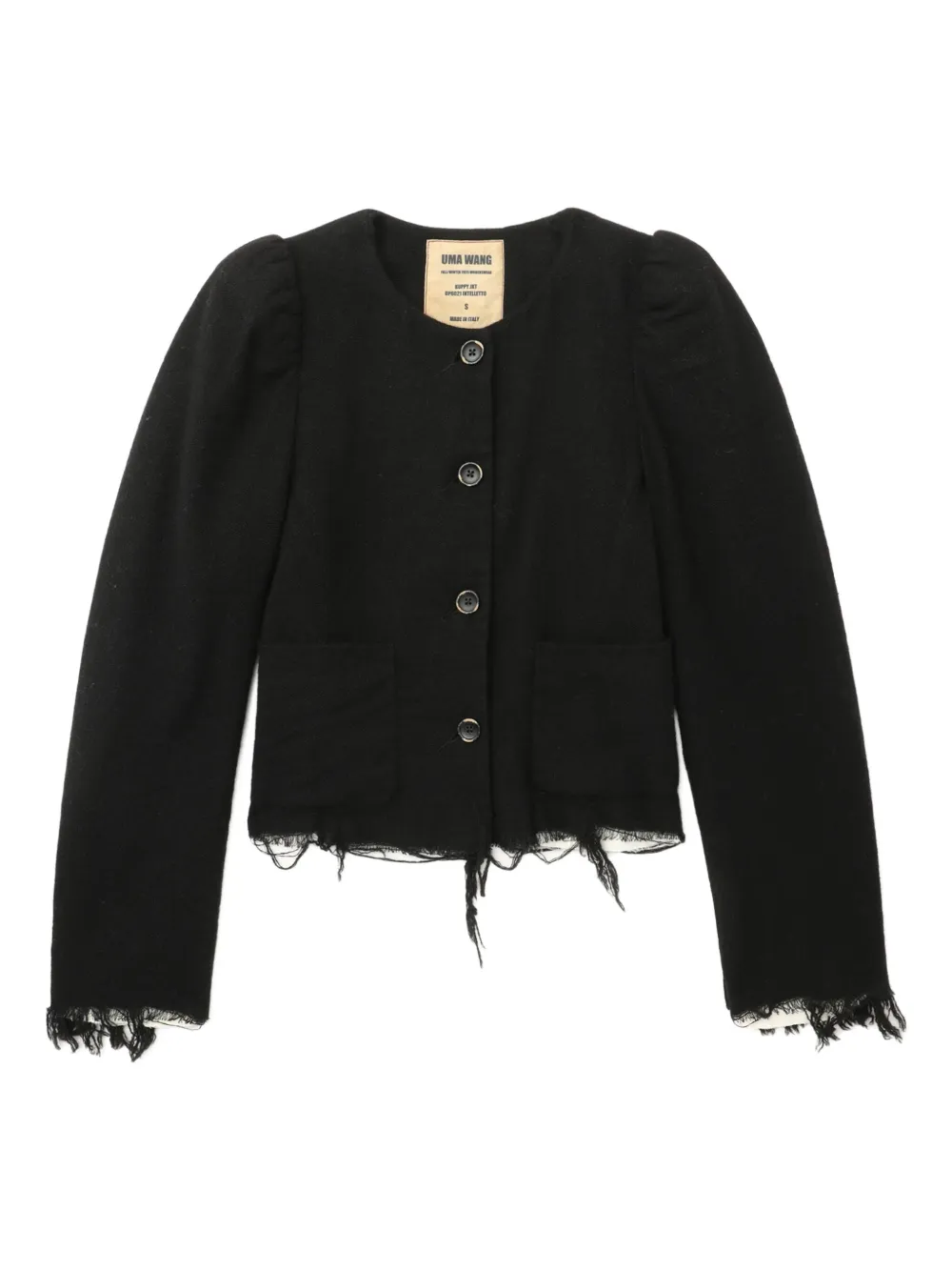 Uma Wang puff-sleeve frayed jacket - ブラック Uma Wang puff-sleeve frayed jacket - ブラック