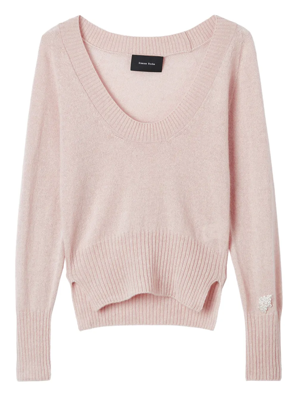 Simone Rocha pearl-detail scoop-neck sweater | Pink | Image 1