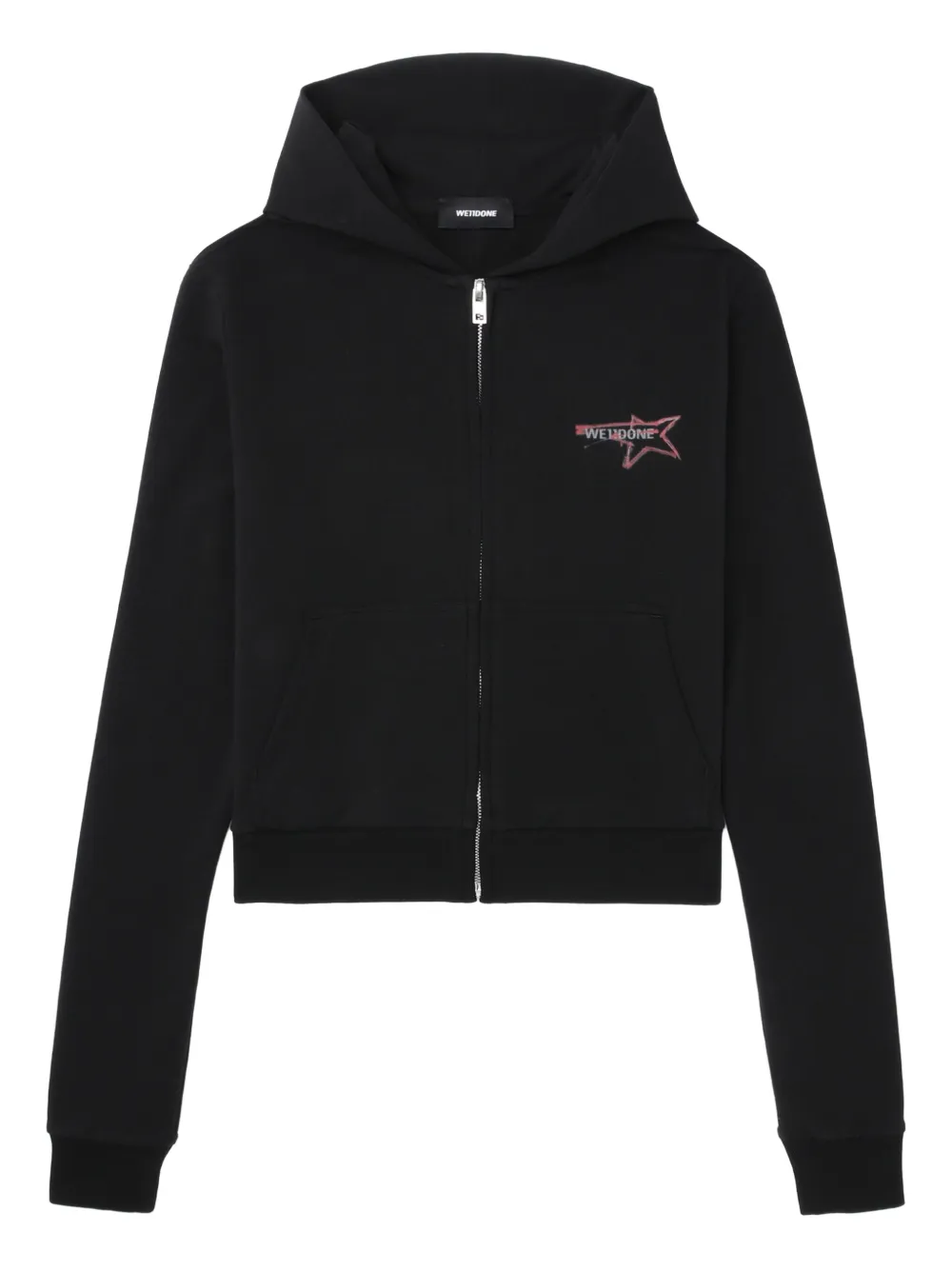 We11 Done Star-print Zip-up Hoodie In Black