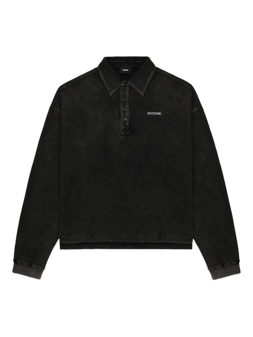 We11done buttoned-fastening long-sleeve polo shirt - グレー We11done buttoned-fastening long-sleeve polo shirt - グレー