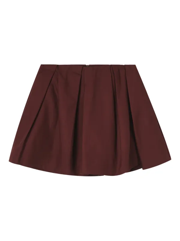 Shushu/Tong Cotton Mini Pleated Skirt in Brown