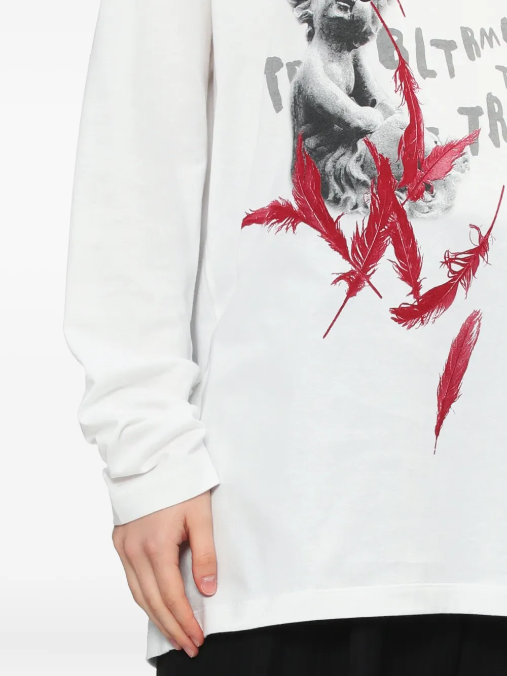 Y's T-shirt met cherubijnprint en lange mouwen Wit