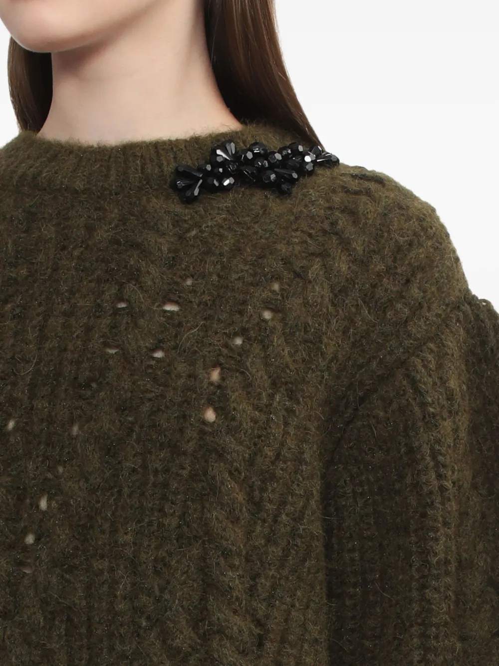 Simone Rocha Kabelgebreide verfraaide trui Groen