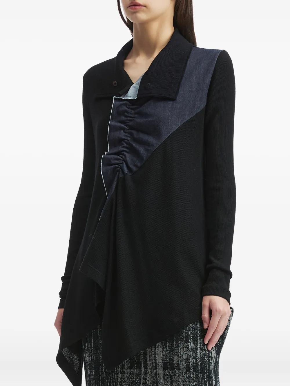 Y's Asymmetric Blouse In Blue