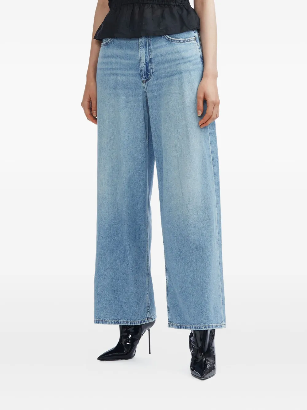 Rag & Bone Five-pocket Wide-leg Jeans In Blue