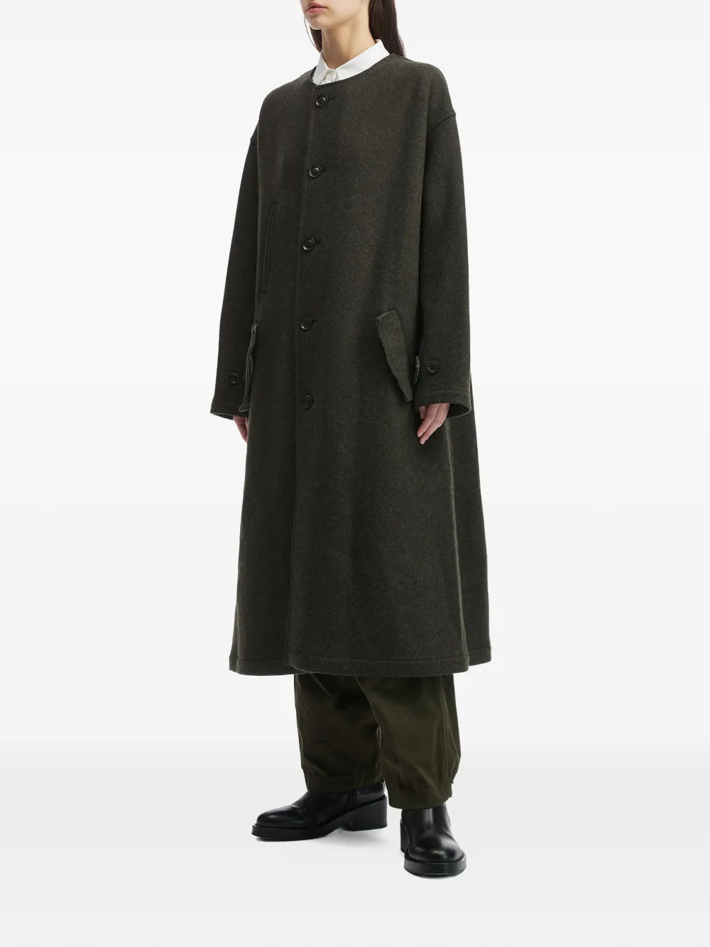 Y's Jas met enkele rij knopen en klepzak Groen