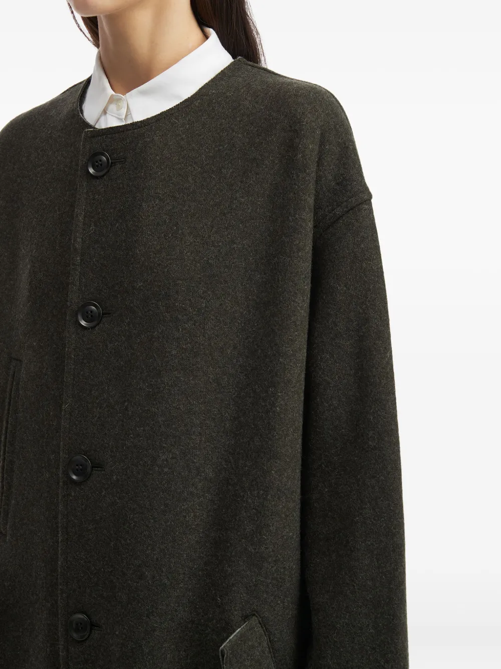 Y's Jas met enkele rij knopen en klepzak Groen