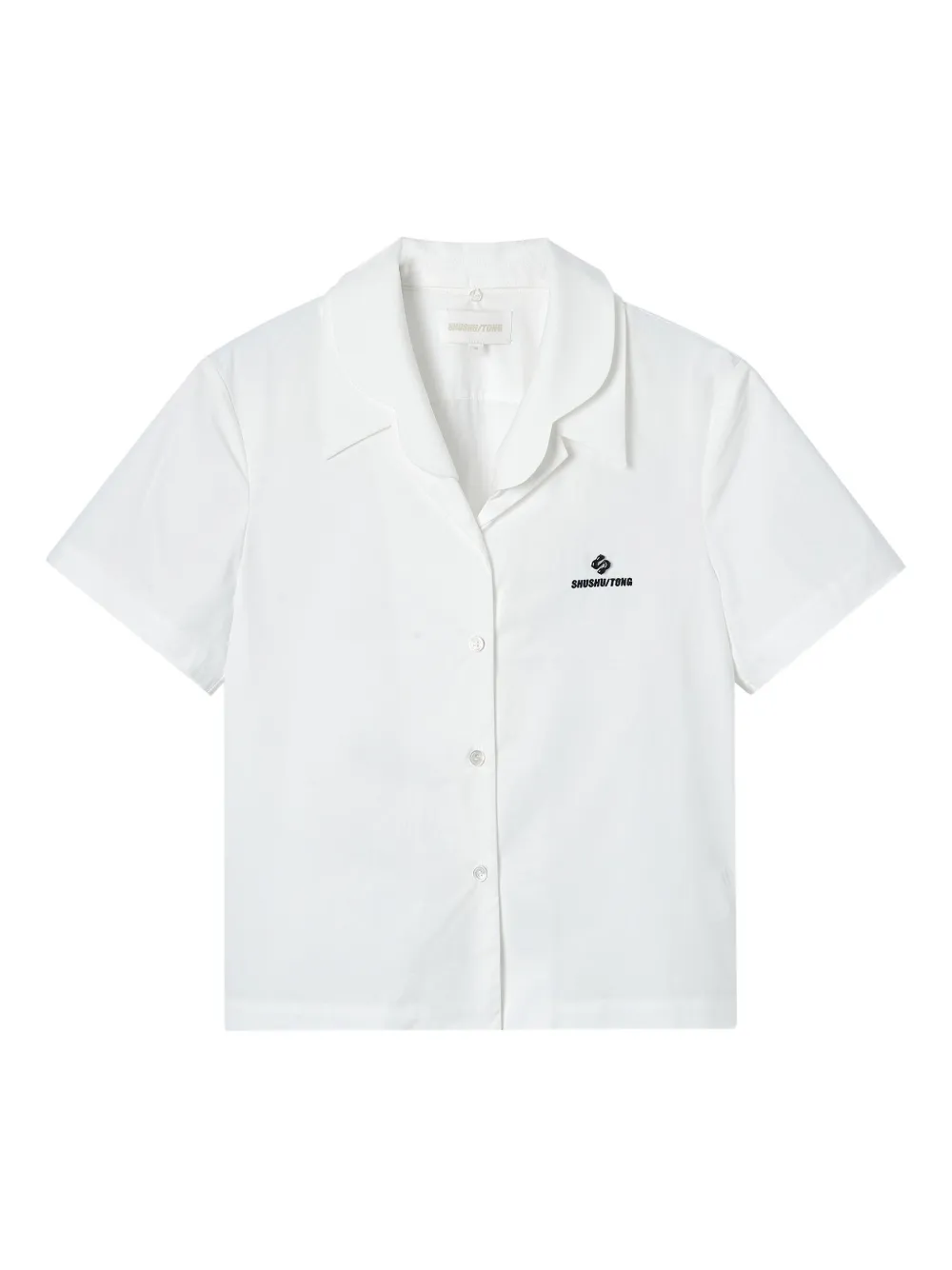 SHUSHU/TONG layered-collars short-sleeved shirt | White | Image 1
