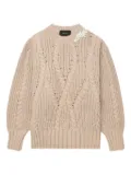 Simone Rocha pearl-embellished cable-knit sweater - ROSE/PEARL ROSE/PEARL