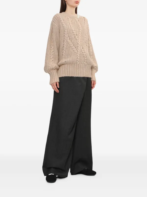 Simone Rocha pearl-embellished cable-knit Sweater | FARFETCH