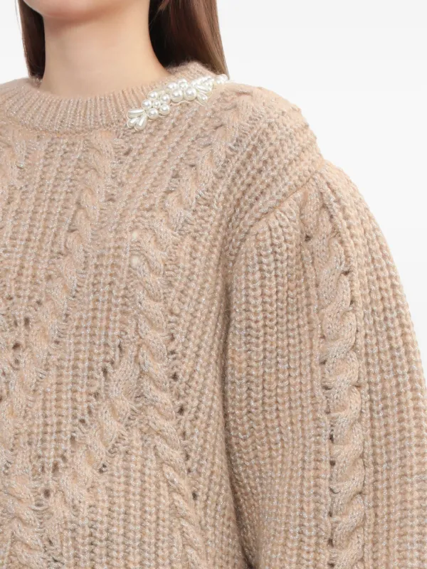 Simone Rocha pearl-embellished cable-knit Sweater | FARFETCH
