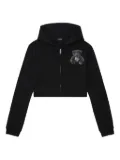 We11done bear-print zip-up hoodie - Black