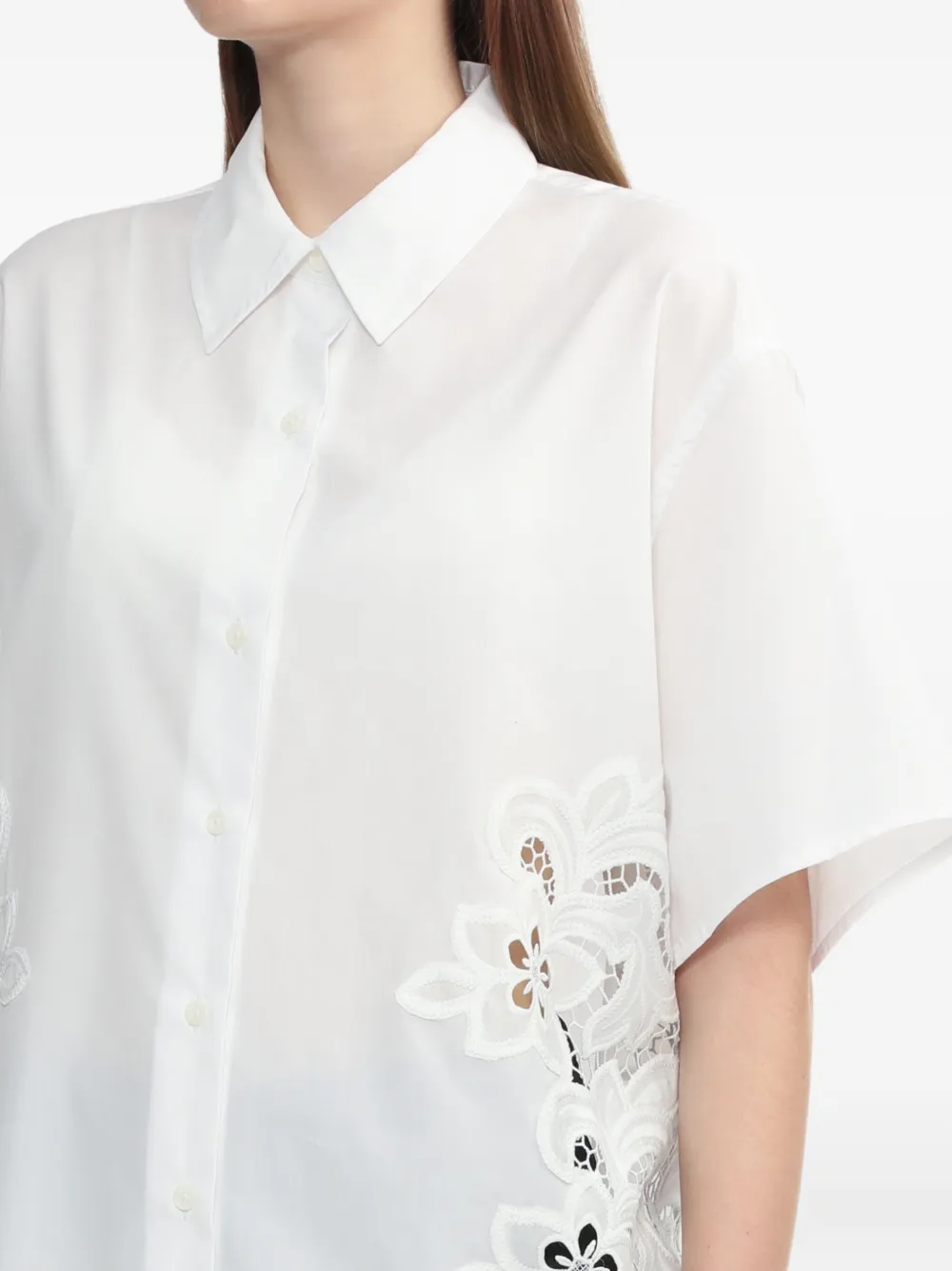 Rag & Bone Floral Lace-insert Shirt In White