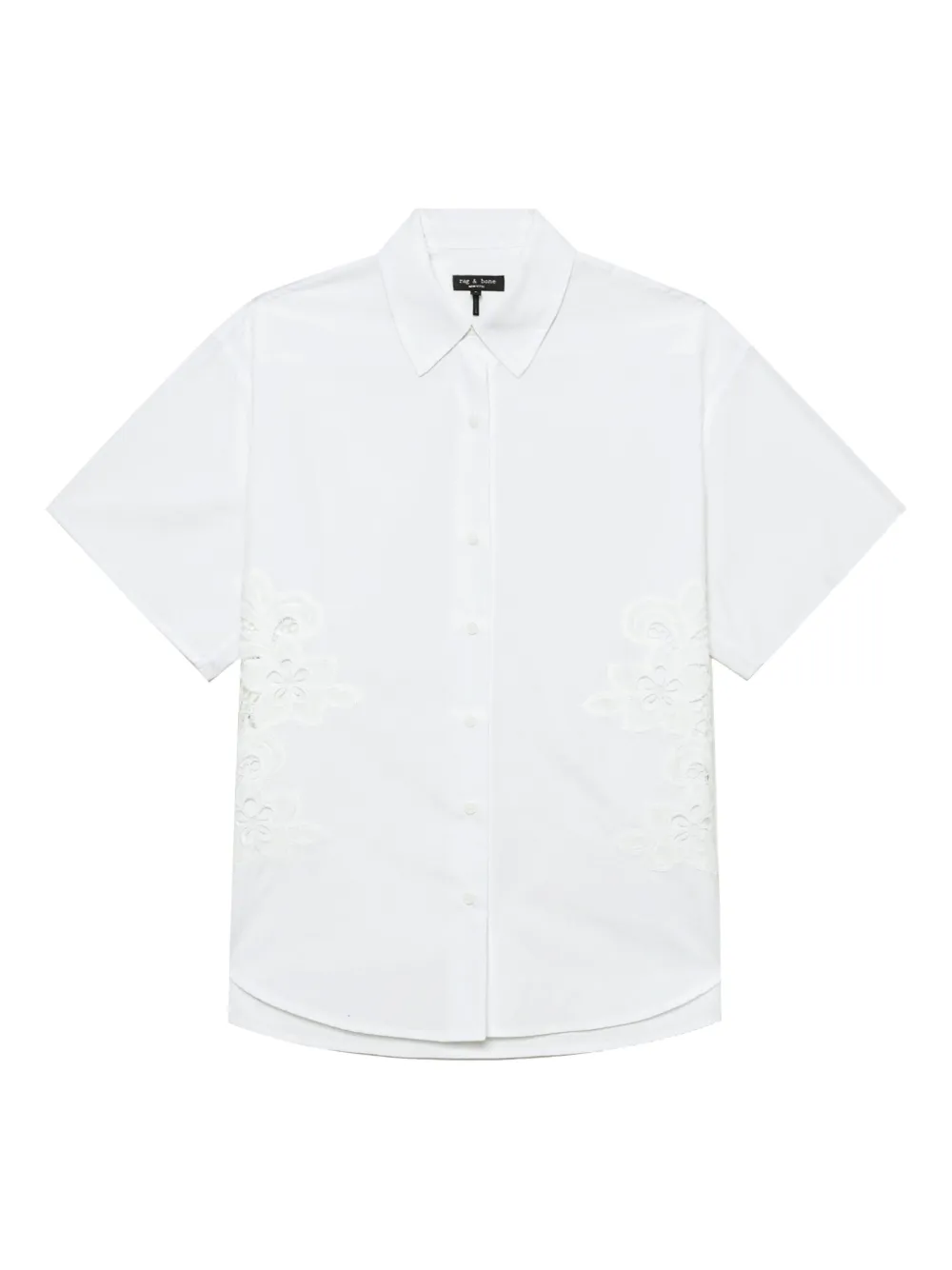 Rag & Bone Floral Lace-insert Shirt In White