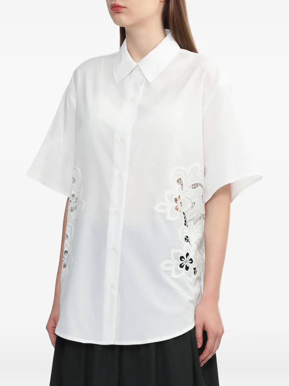 Rag & Bone Floral Lace-insert Shirt In White