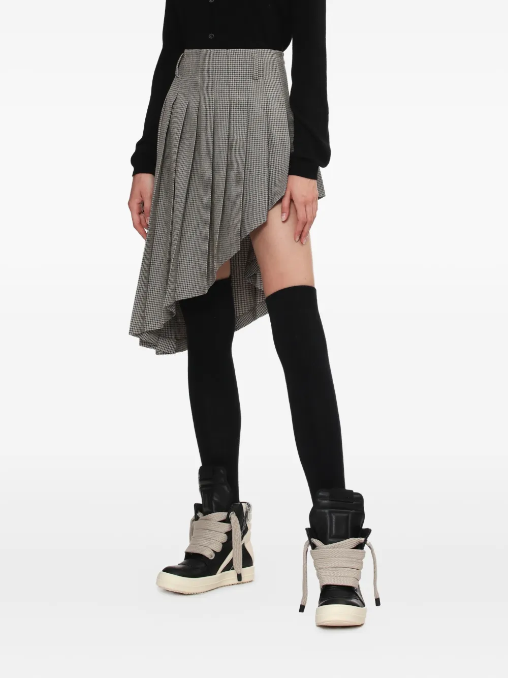 We11 Done Pleated Asymmetric Skirt In Neutral