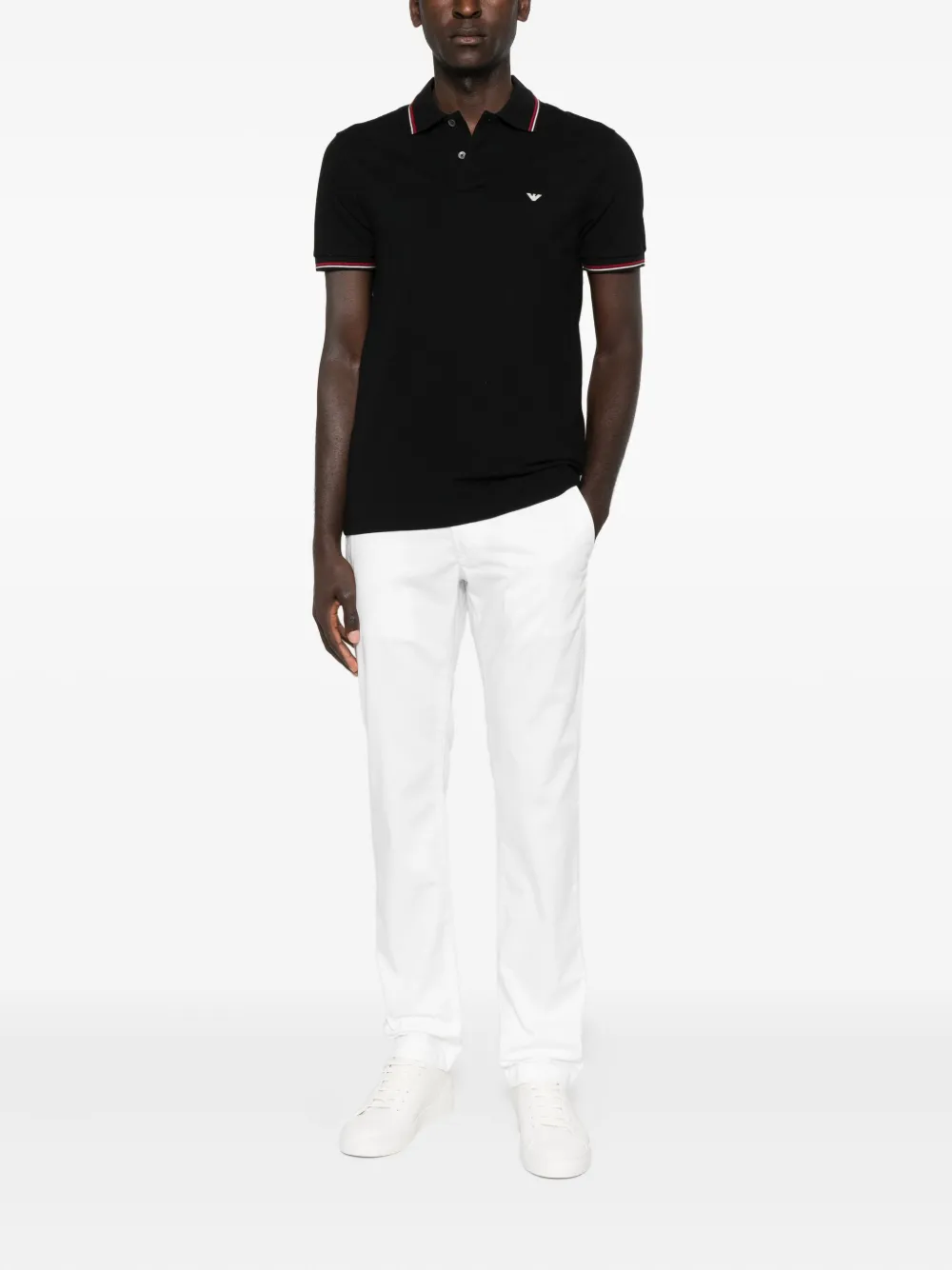 Emporio Armani tipped-collar polo shirt - Zwart