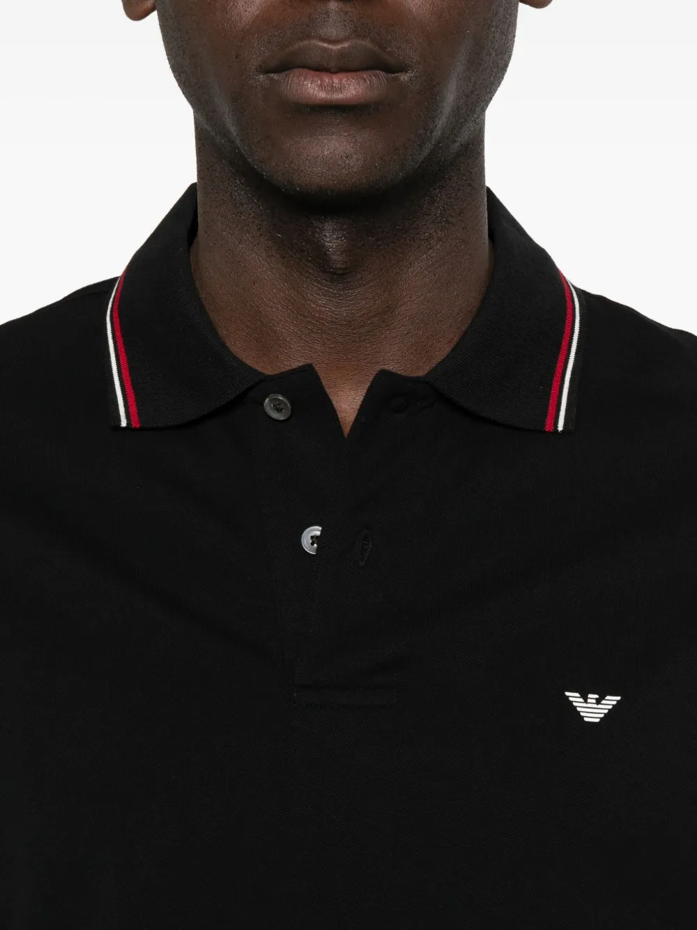 Emporio Armani Poloshirt met gestreepte kraag Zwart