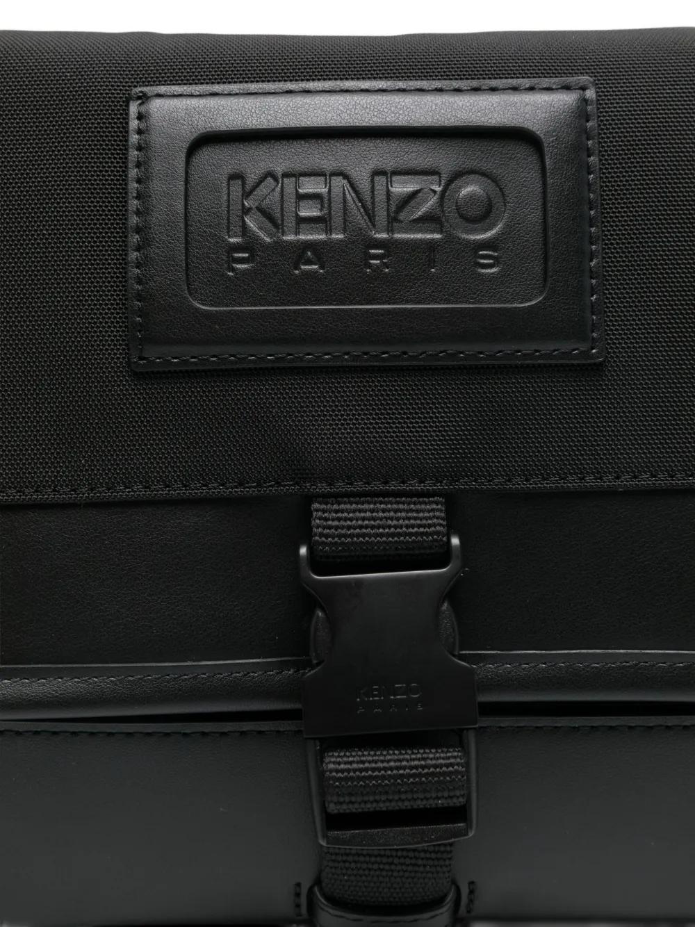 Kenzo Kleine Kommuter tas met leren afwerking Zwart