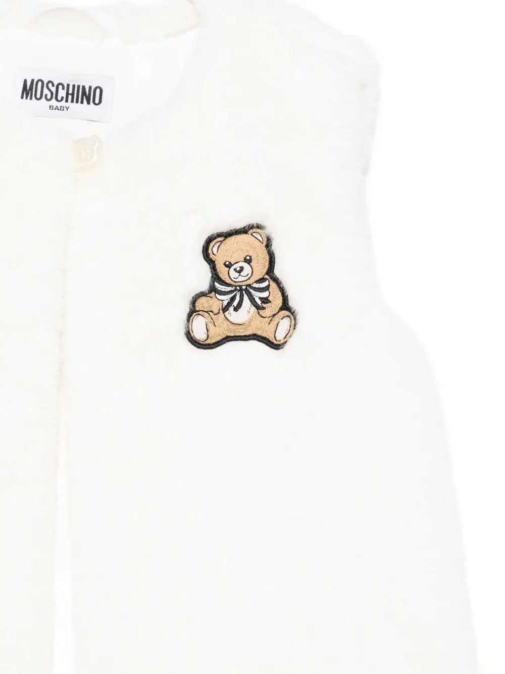 Moschino Teddy-embellished Fleece Vest In White