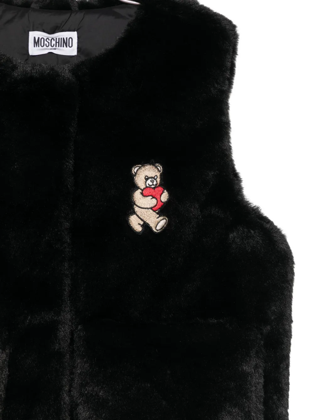 Moschino Teddy Bear-patch Pocket Vest In Black