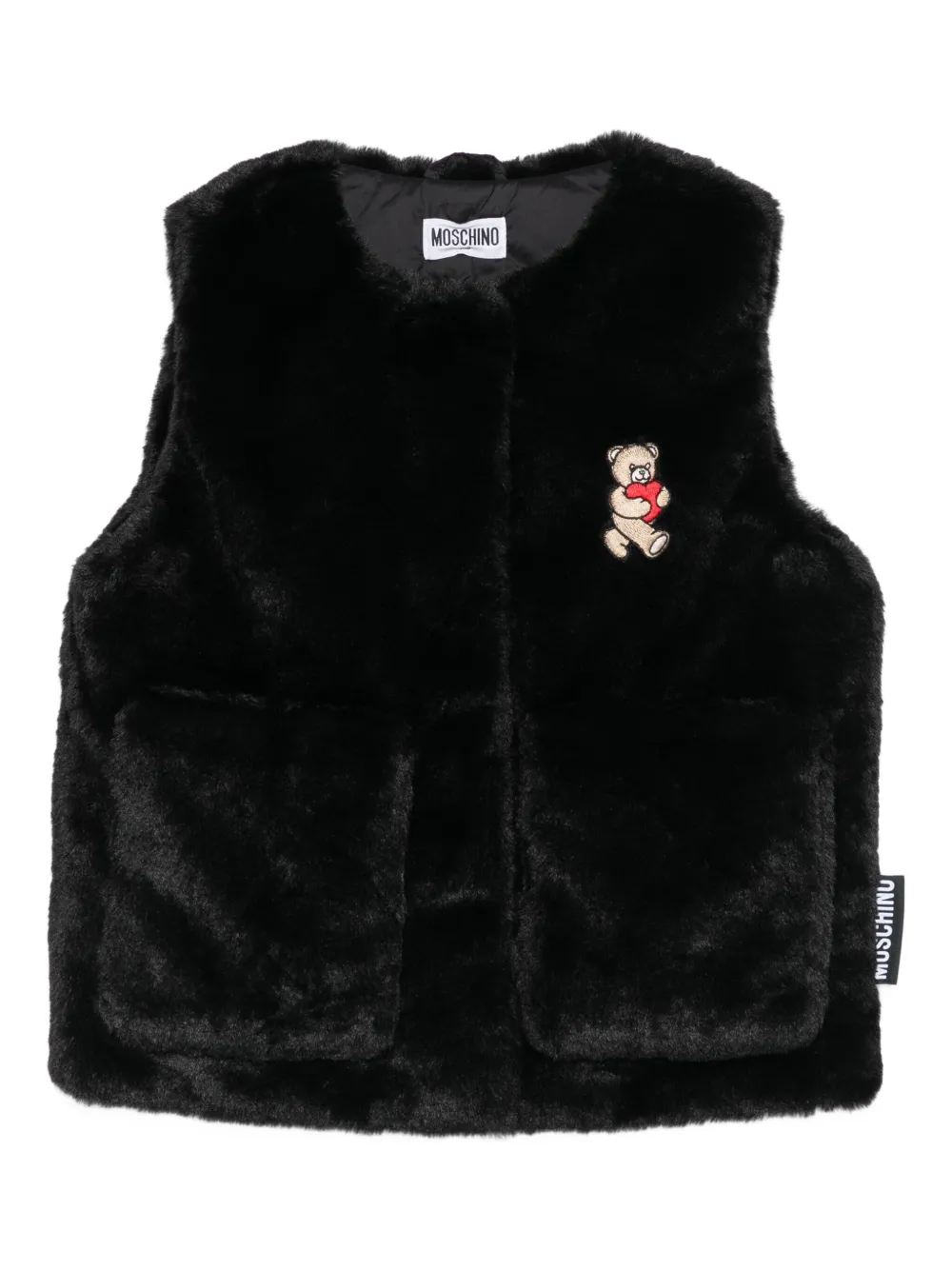 Moschino Kids Teddy Bear-patch pocket vest | Black | Image 1