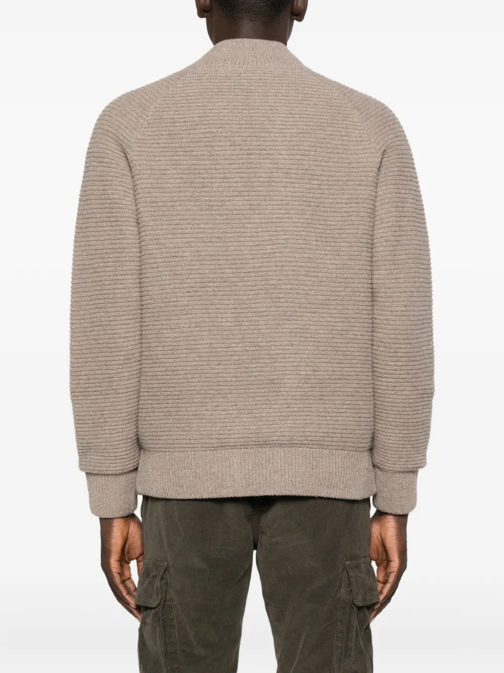 Altea Ribbed Zip-up Cardigan In Neutral