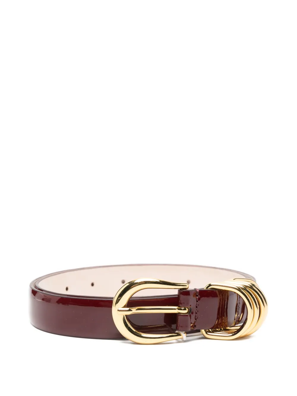 Dehanche Hollyhock Gold-plated Leather Belt In Burgundy