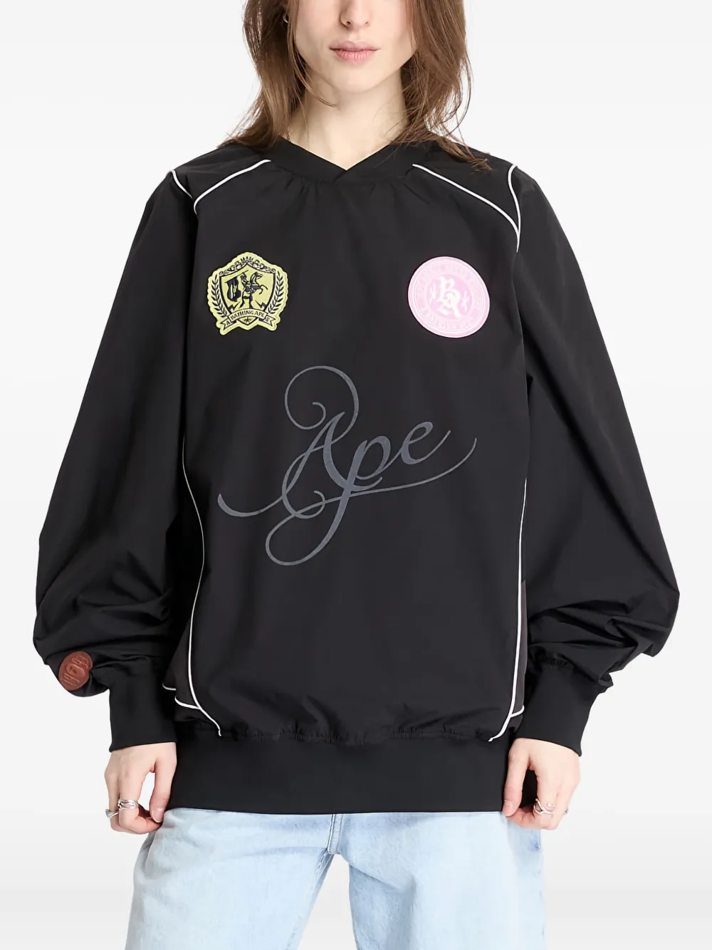 A BATHING APE® マルチパッチ プルオーバー - ブラック A BATHING APE® マルチパッチ プルオーバー - ブラック