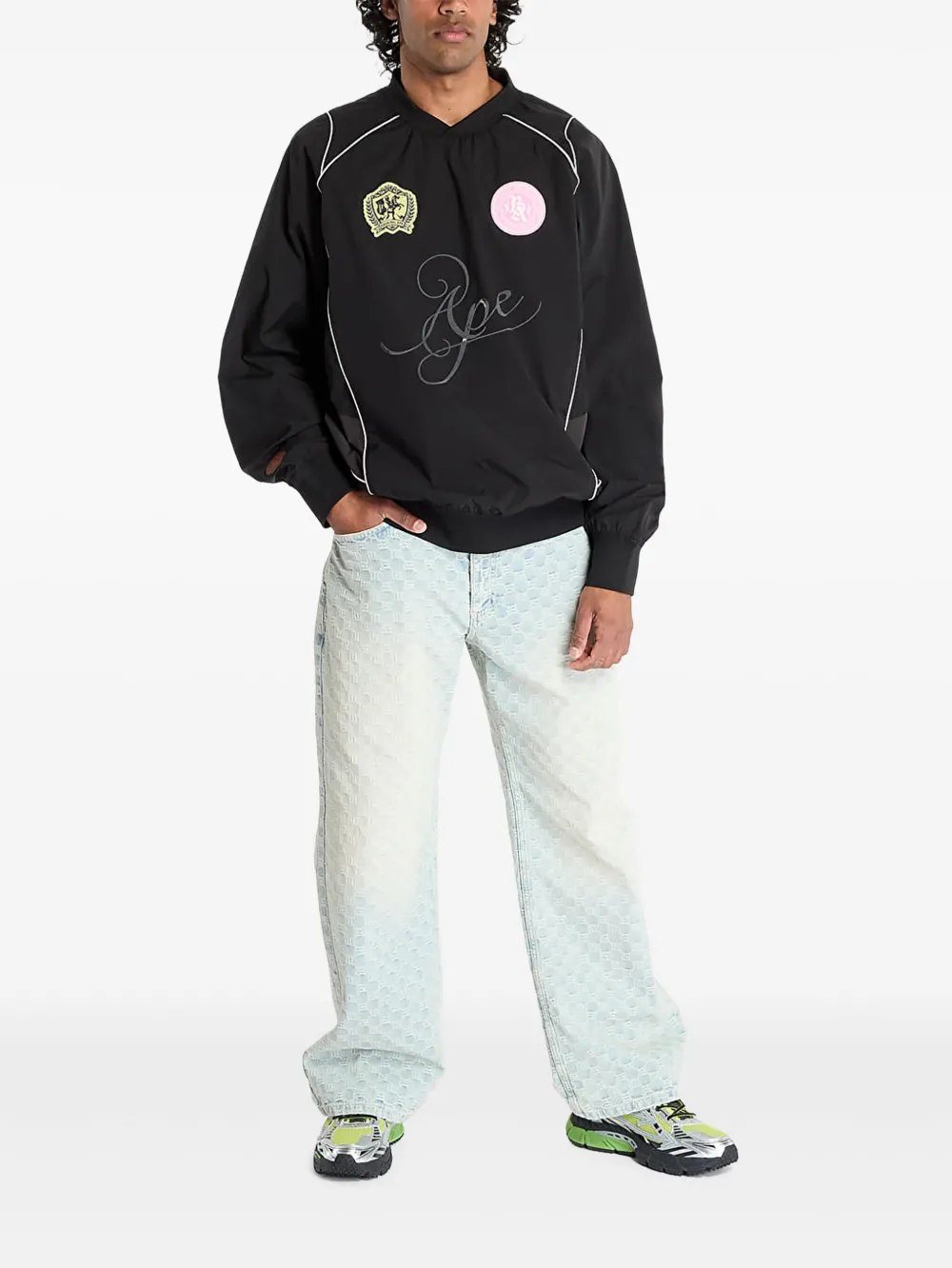 A BATHING APE Pullover met meerdere patches Zwart