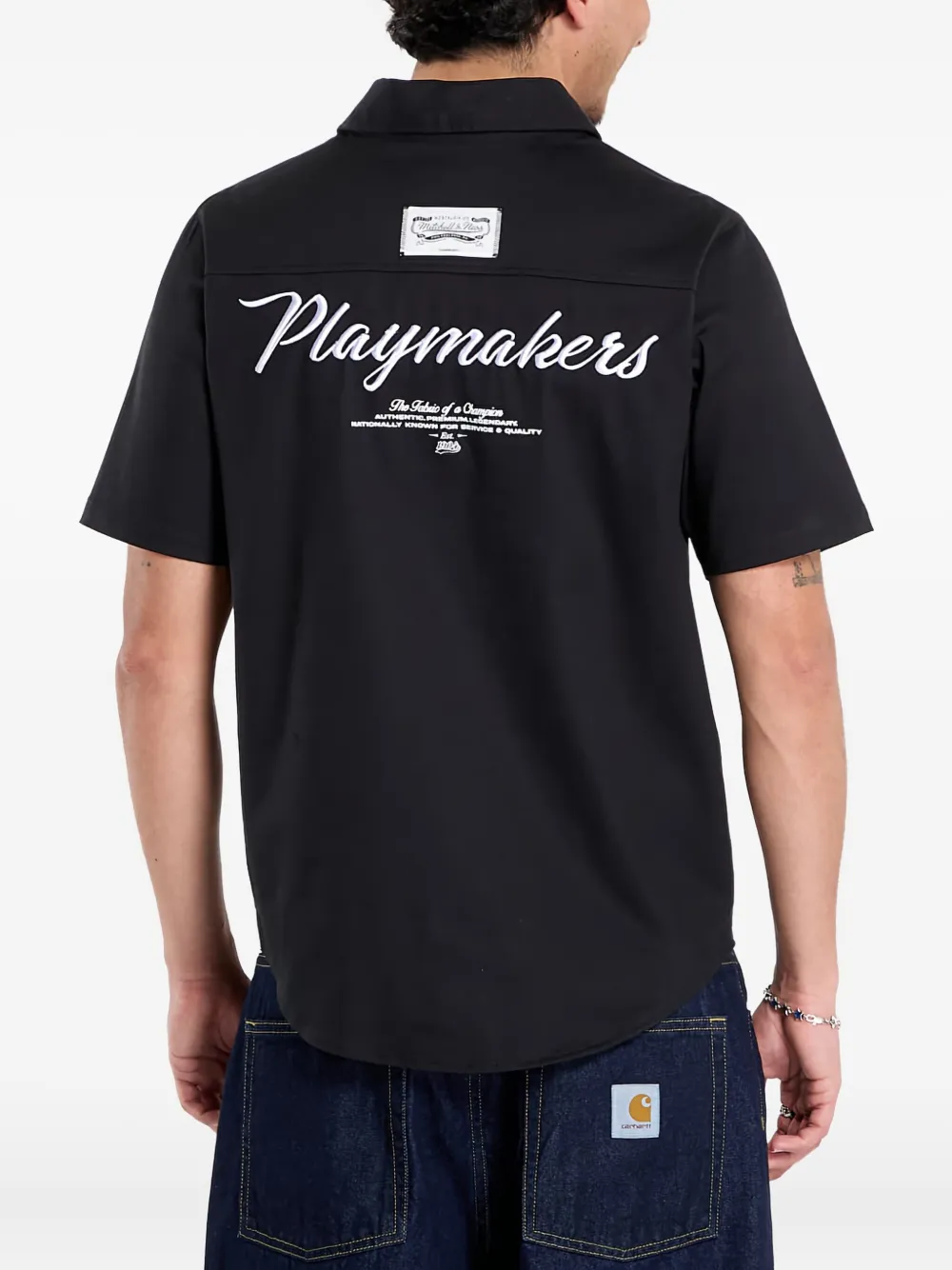 Mitchell & Ness Branded Short-sleeve Shirt In Black