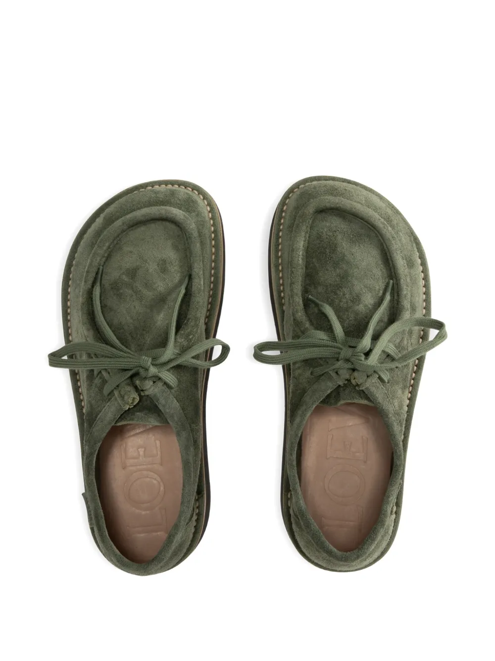 LOEWE lace-up suede derby shoes Green