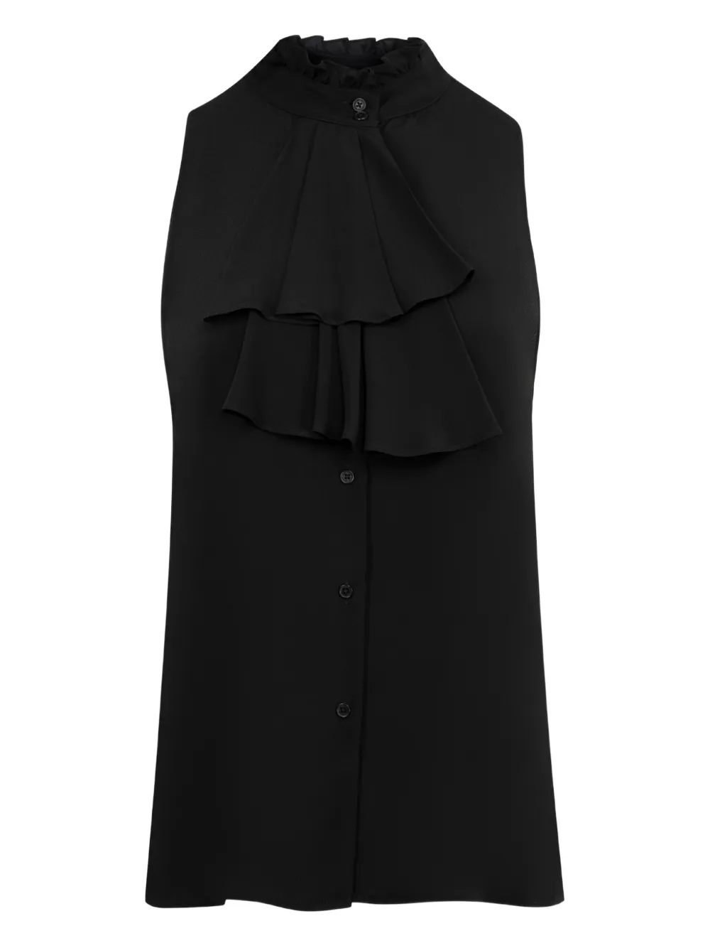 Nili Lotan Felton Ruffled High-neck Sleeveless Shirt In Black