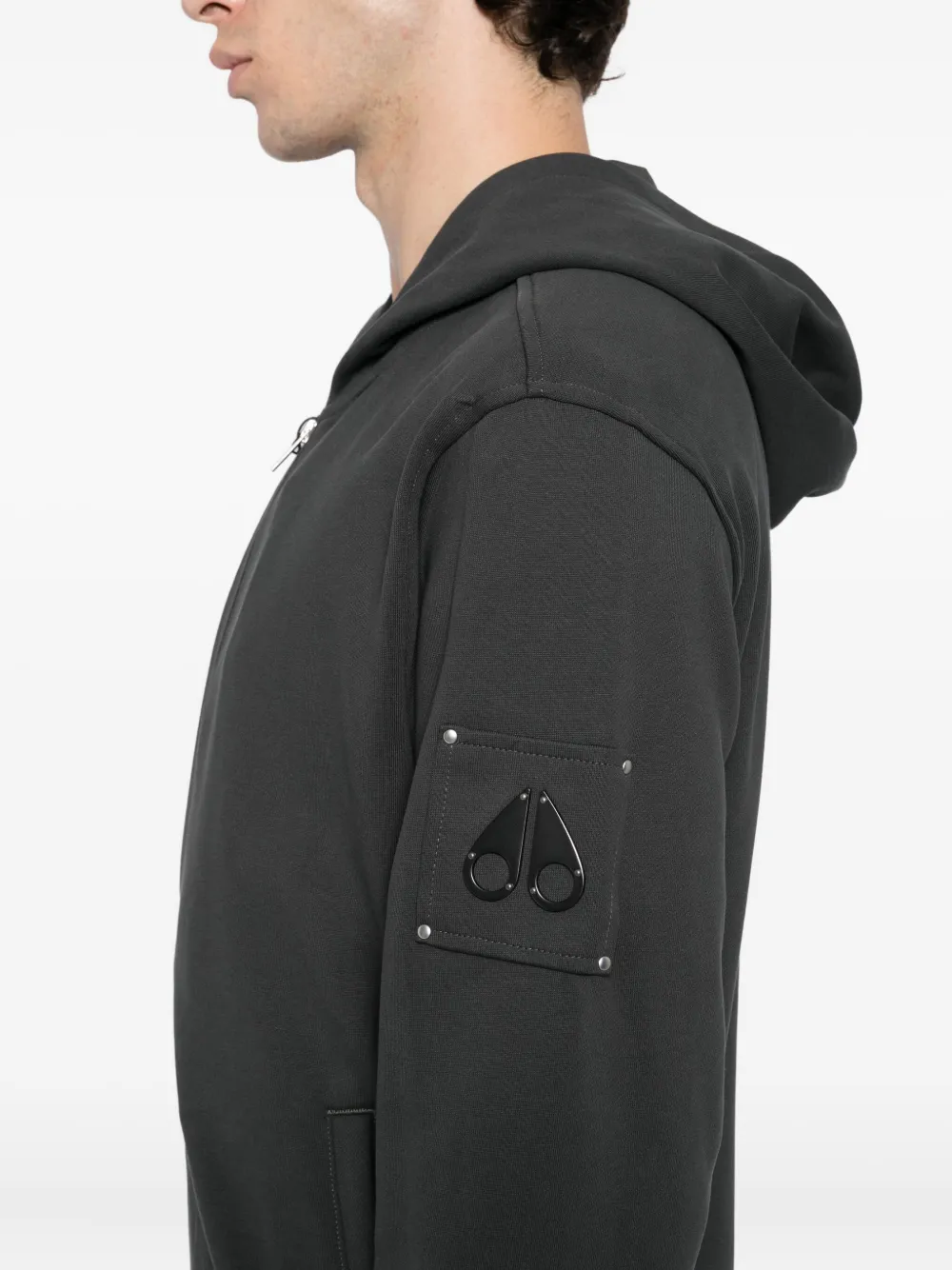 Moose Knuckles Hoodie met logoplakkaat Grijs