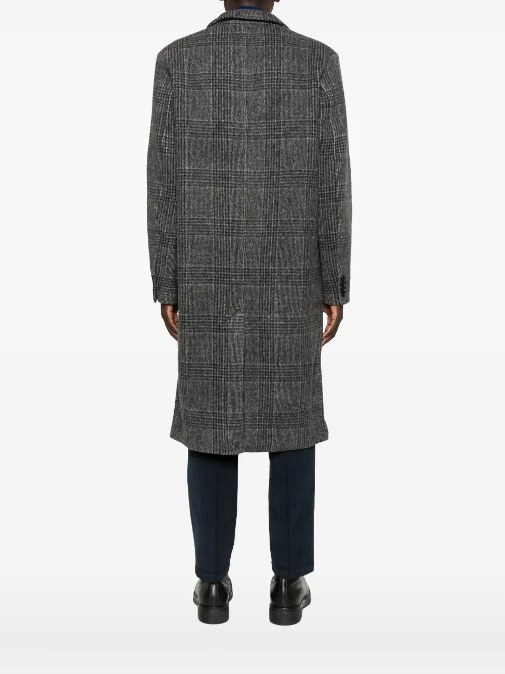 Samsoe & Samsoe Checked-pattern Single-breasted Coat In Gray