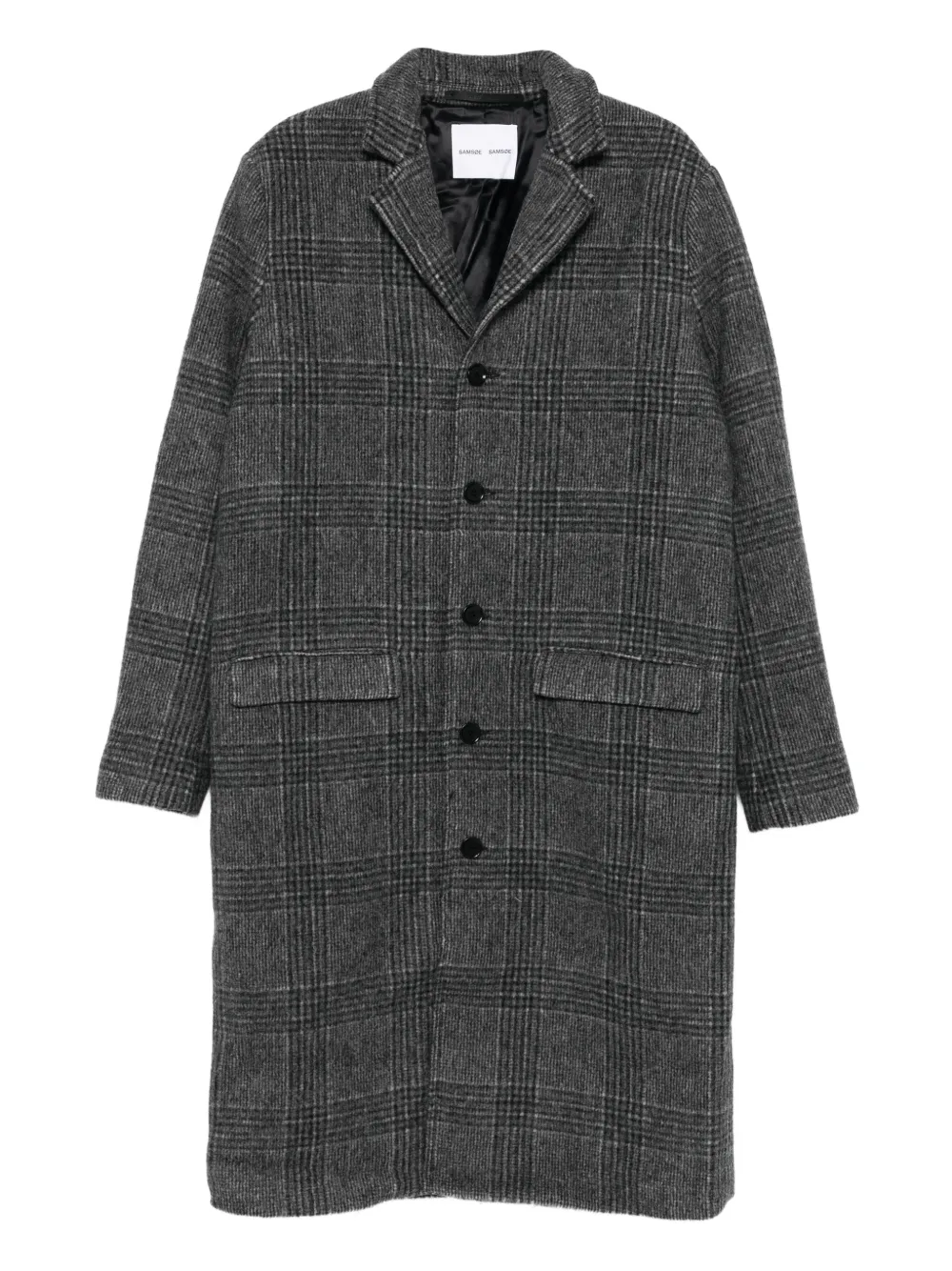 SAMSOE SAMSOE checked-pattern single-breasted coat | Grey | Image 1