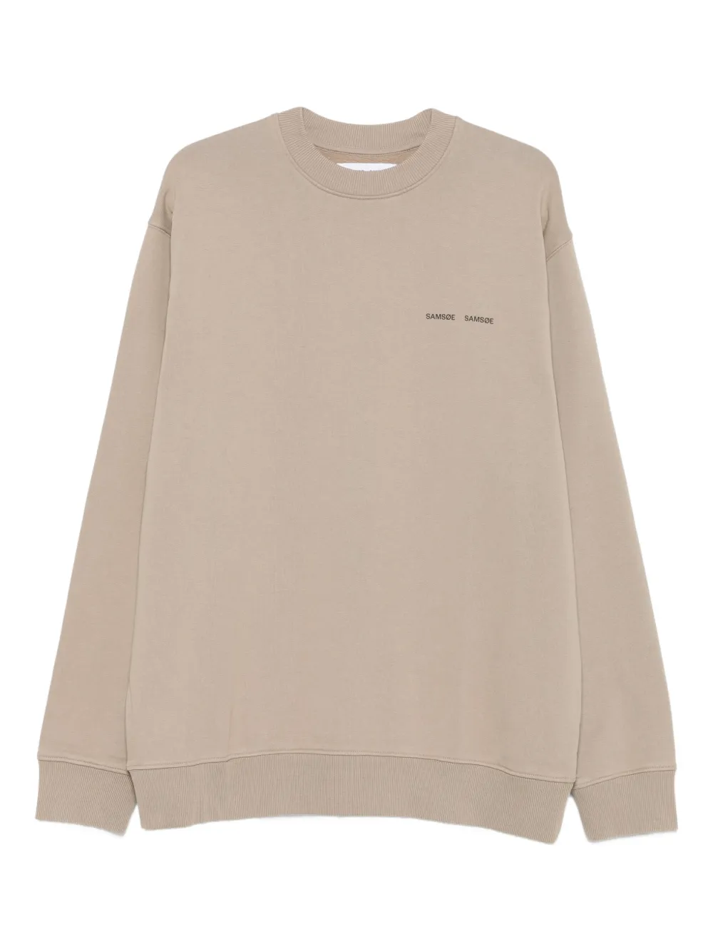SAMSOE SAMSOE crew-neck logo sweatshirt | Neutrals | Image 1