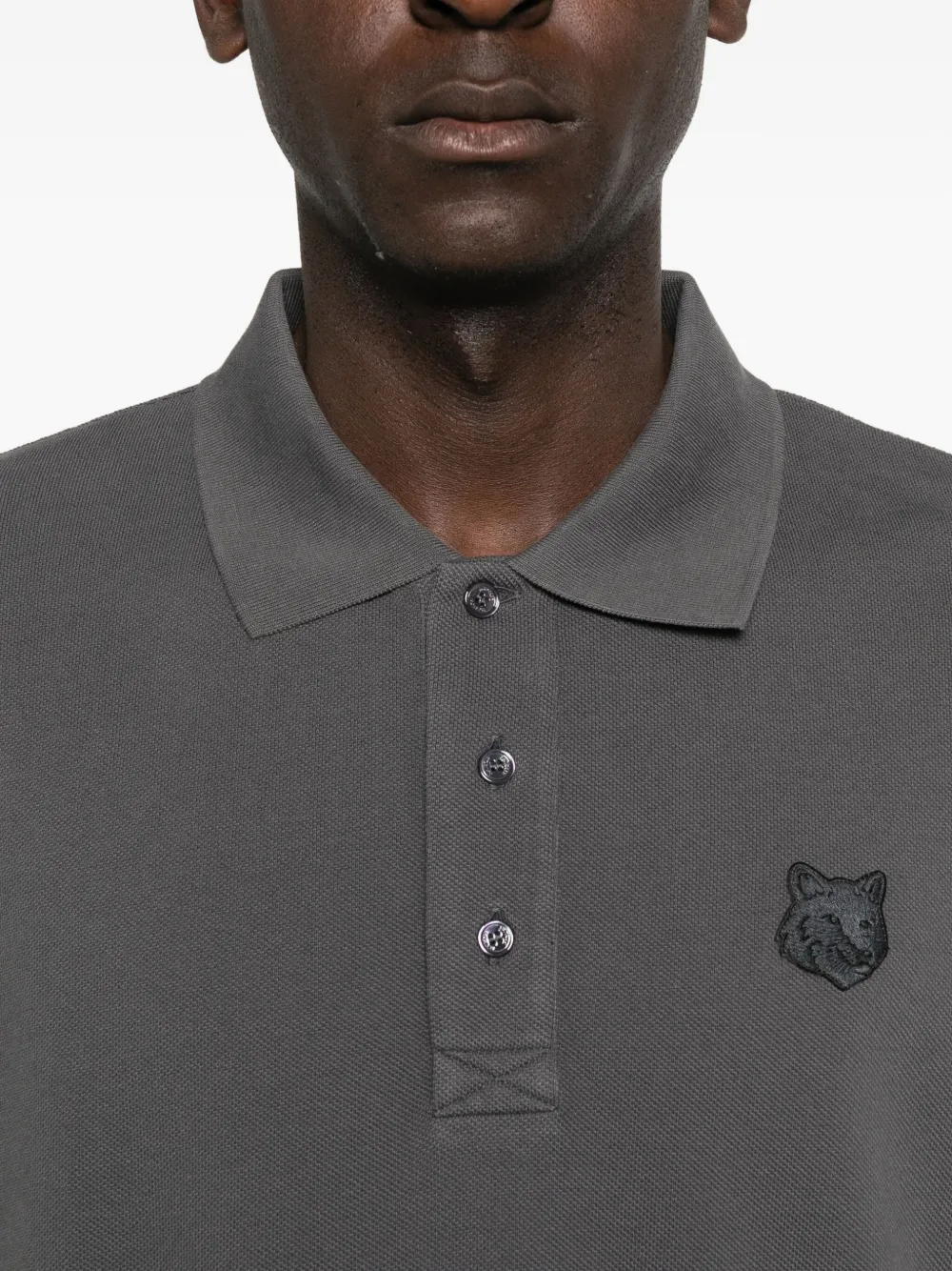 Maison Kitsuné Poloshirt met geborduurde vossenkop Grijs