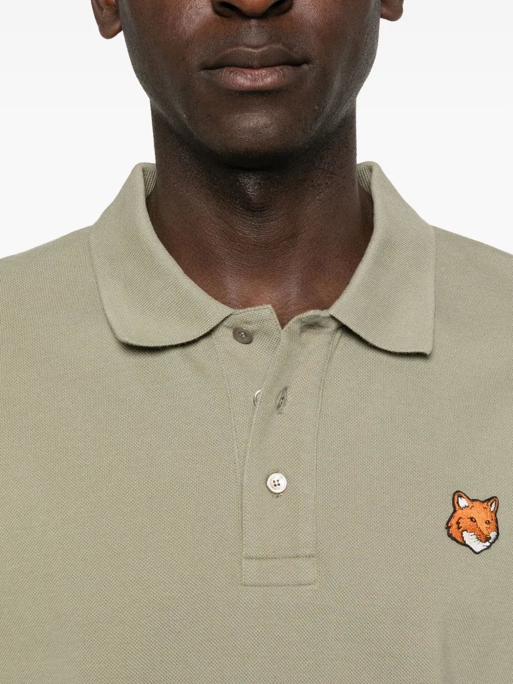 Maison Kitsuné Poloshirt met geborduurde vossenkop Groen