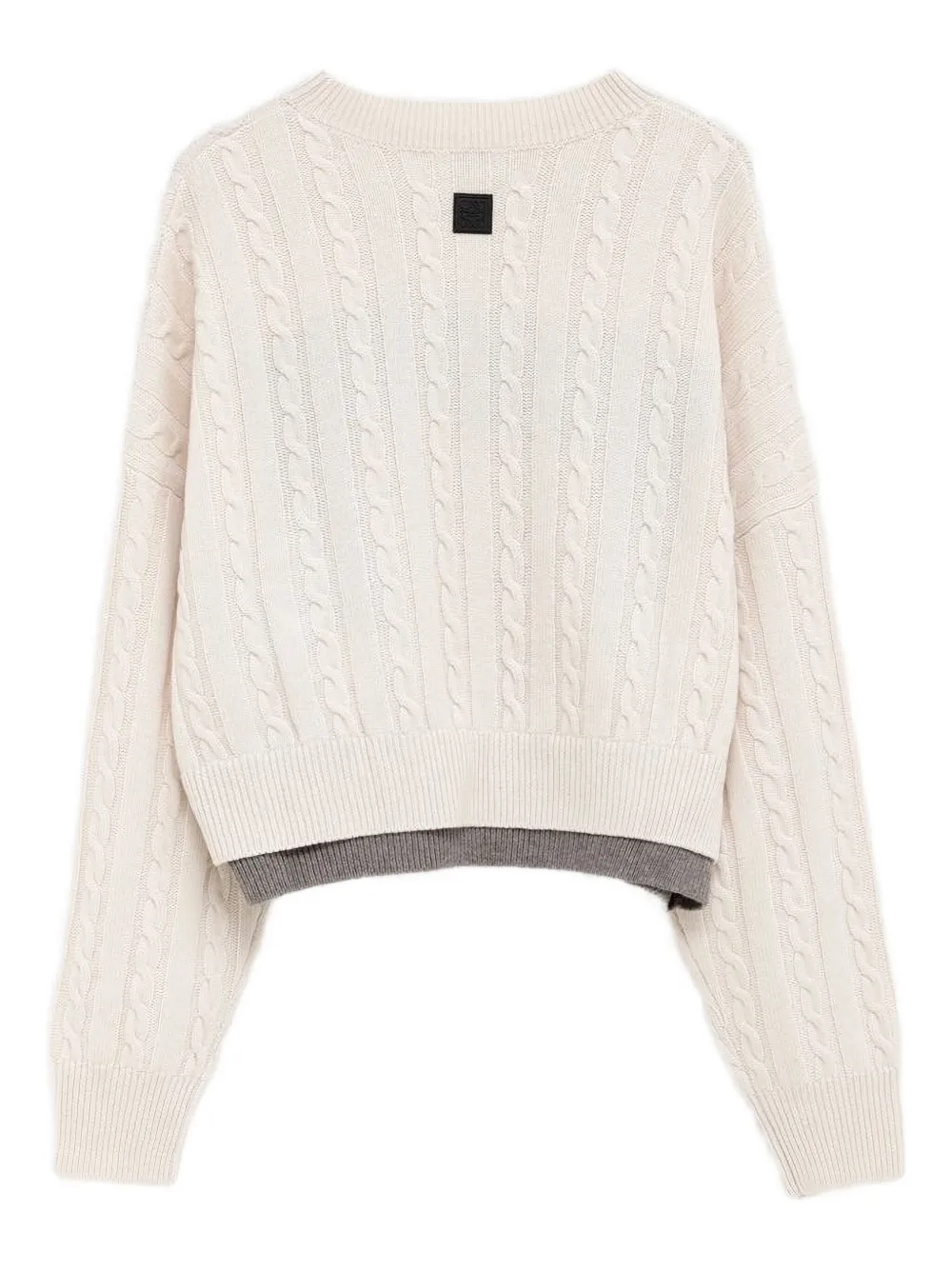 Loewe Paneled Color-block Cable-knit Wool Sweater In Neutral