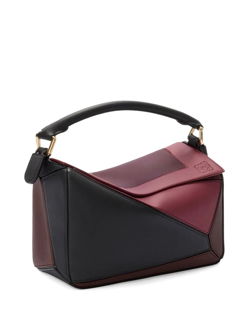 Loewe Puzzle Square Small Leather Shoulder Bag In Black