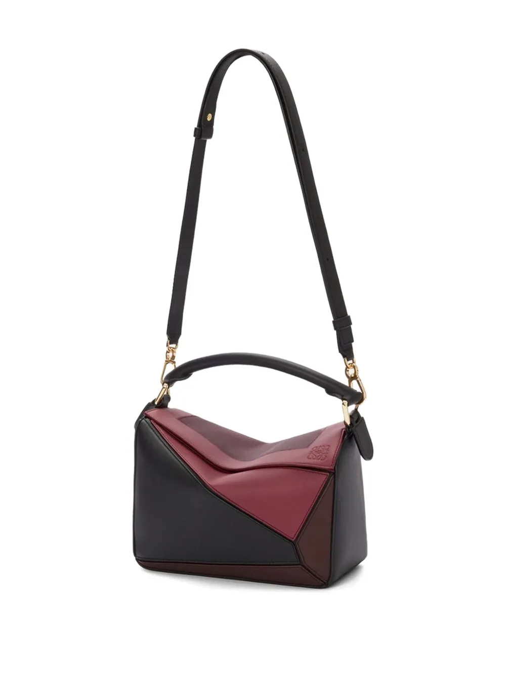 Loewe Puzzle Square Small Leather Shoulder Bag In Black