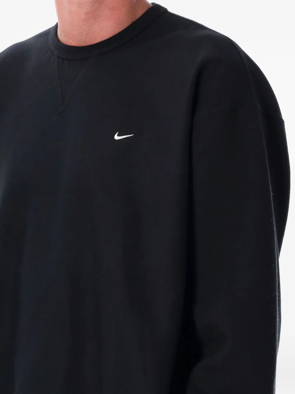 Nike Solo Swoosh Logo-embroidered Cotton-blend Jersey Sweatshirt In Black
