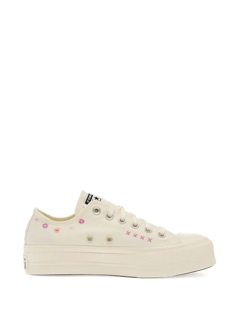Converse Chuck Taylor floral-embroidered platform sneakers Neutrals