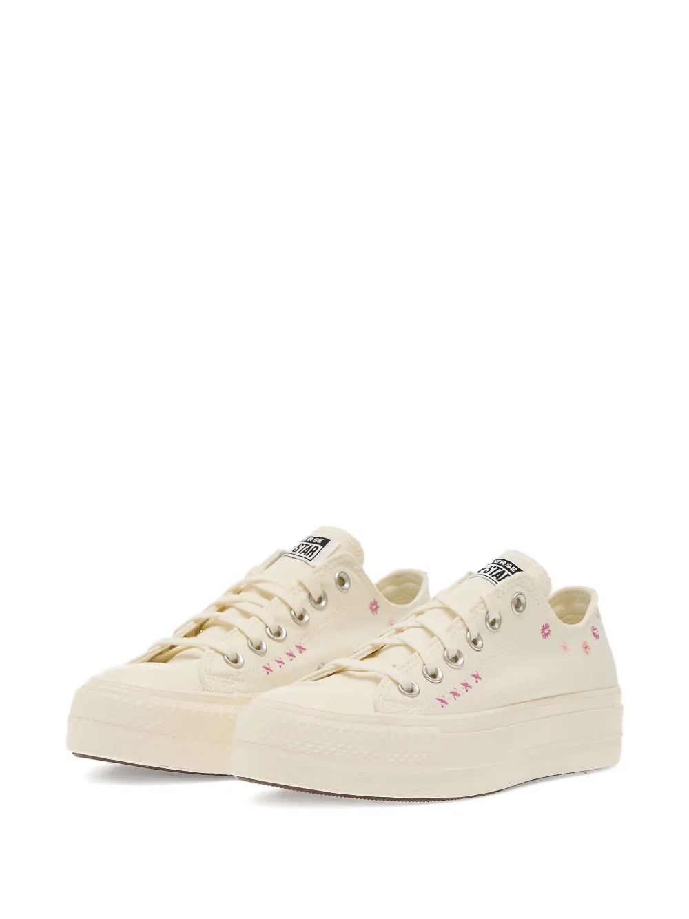 Converse Chuck Taylor floral-embroidered platform sneakers Neutrals