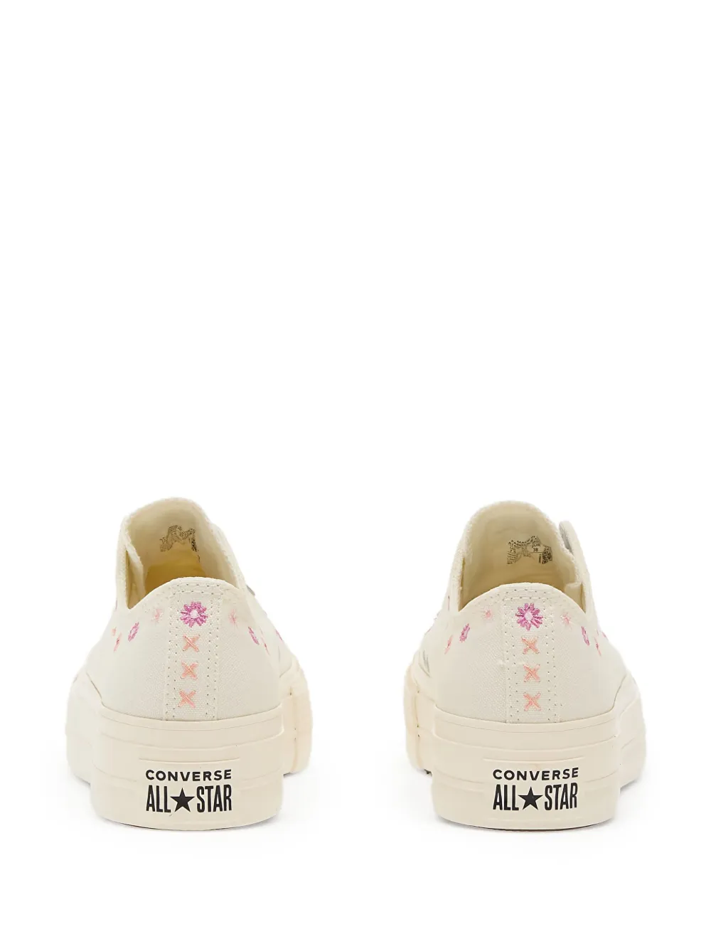 Converse Chuck Taylor sneakers met plateauzool en geborduurde bloemen Beige